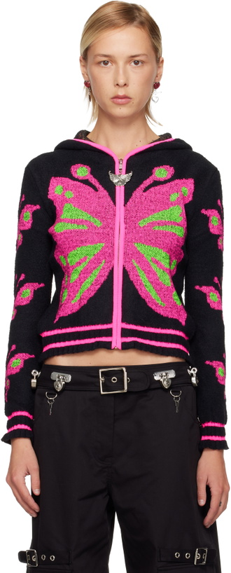 Photo: Chopova Lowena Black Neon Butterfly Hoodie