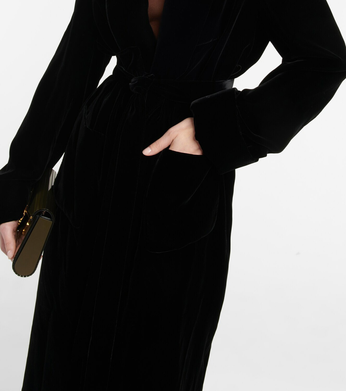 Saint Laurent - Belted velvet coat Saint Laurent