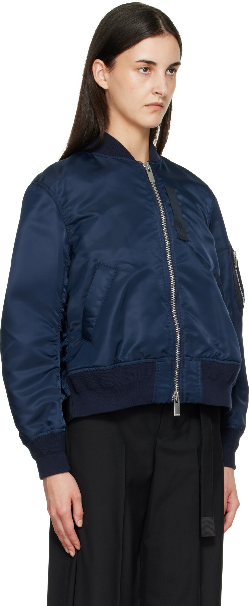 sacai Navy Nylon Twill Blouson Bomber Jacket