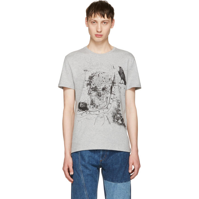 Alexander McQueen Grey London Map T-Shirt Alexander McQueen