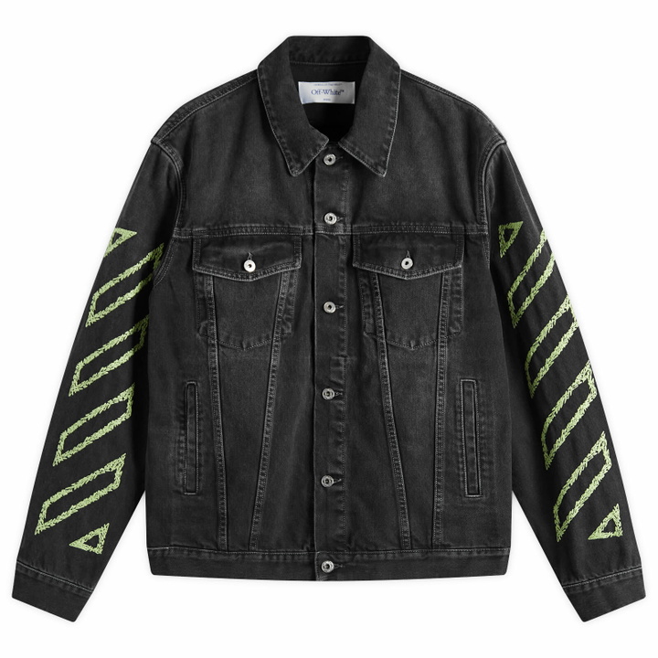 Photo: Off-White Men's Diagonal Outline Denim Jacket in Vintage Black