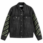 Off-White Men's Diagonal Outline Denim Jacket in Vintage Black