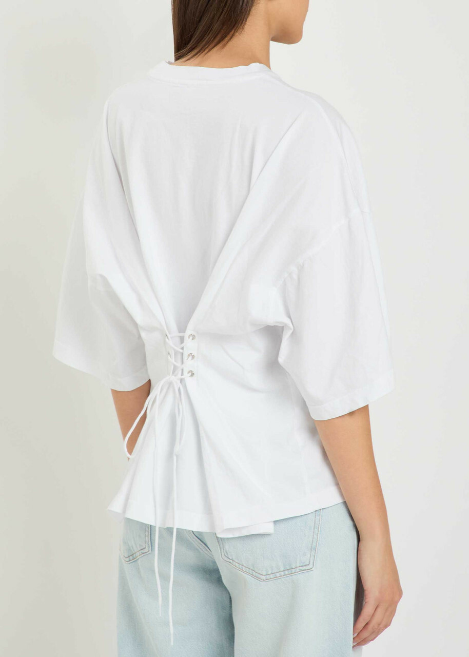 Agolde Ellery Lace-up Cotton T-shirt White