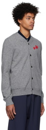 COMME des GARÇONS PLAY Grey Wool Double Heart Cardigan
