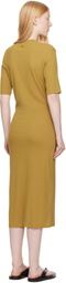 AMI Paris Khaki Cotton Short Sleeve Maxi Dress