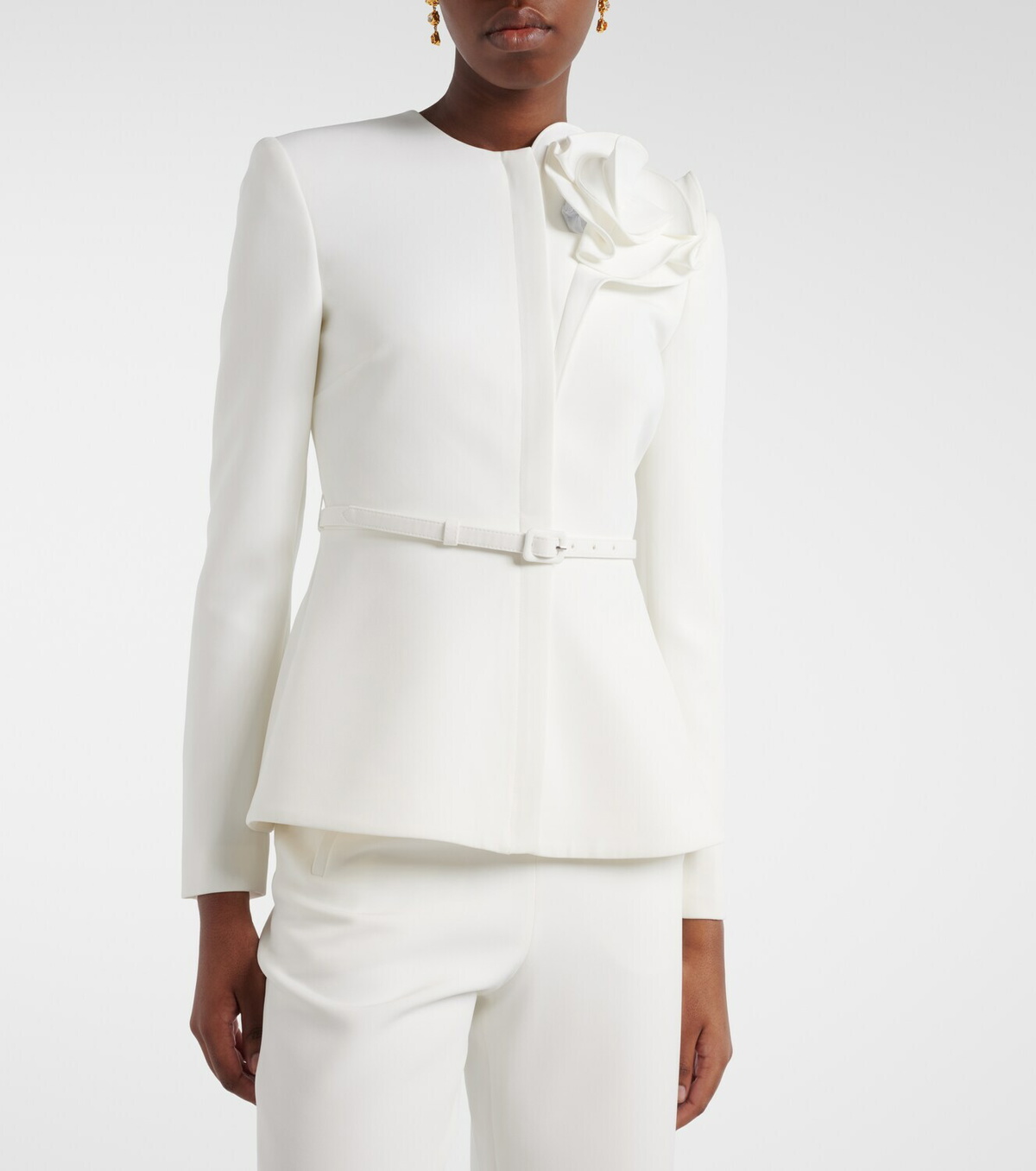 Roland Mouret Floral-appliqué crêpe jacket