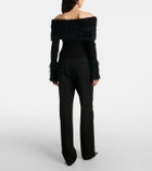 Jean Paul Gaultier Ribbed-knit faux fur-trimmed top