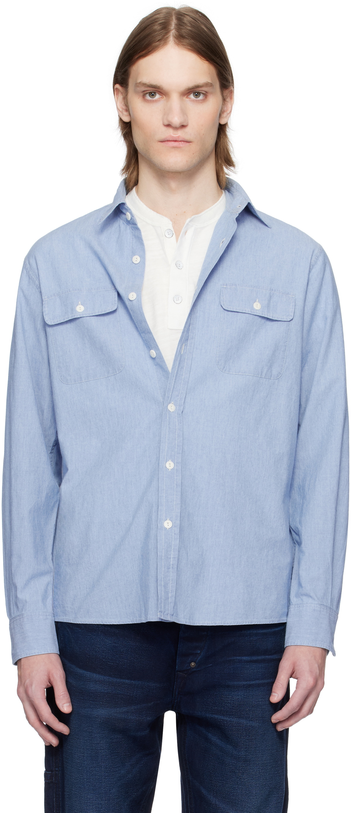 Ralph Lauren Purple Label Indigo Washed Chambray Shirt