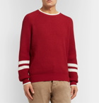 Brunello Cucinelli - Striped Ribbed Cotton Sweater - Red