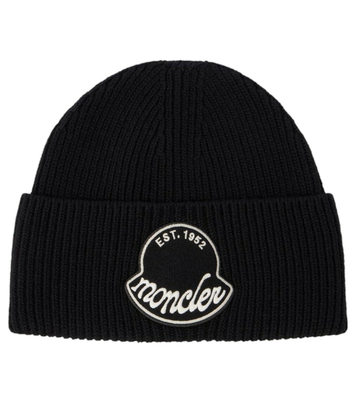 Photo: Moncler Logo ribbed-knit virgin wool beanie