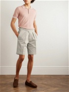 Rubinacci - Straight-Leg Pleated Cotton-Twill Shorts - Neutrals