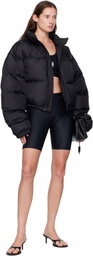 VETEMENTS Black Double Logo Boxy Down Jacket