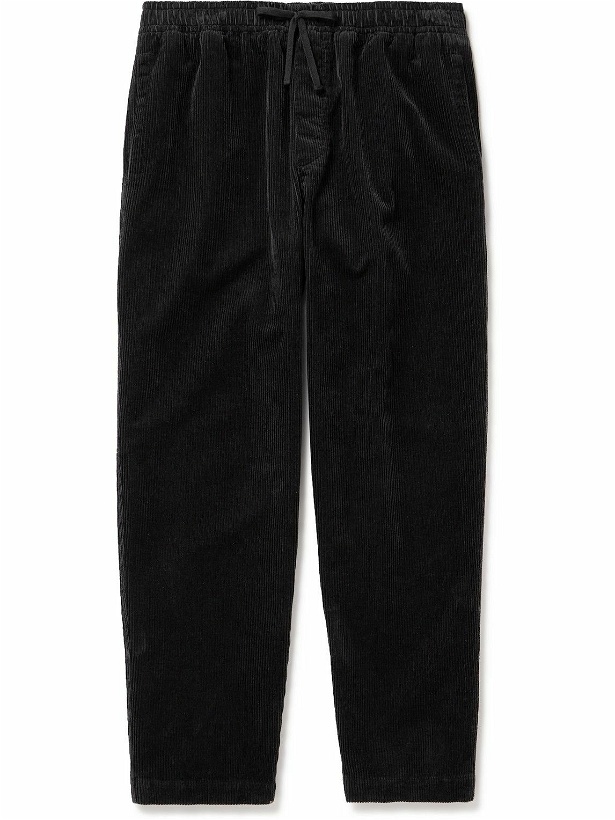 Photo: YMC - Alva Tapered Cotton and Linen-Blend Corduroy Drawstring Trousers - Black