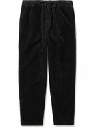 YMC - Alva Tapered Cotton and Linen-Blend Corduroy Drawstring Trousers - Black