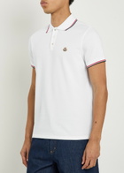 Moncler Logo-appliquéd Piqué Cotton Polo Shirt White