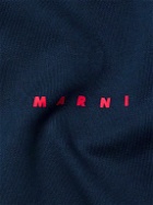 Marni - Logo-Print Organic Cotton-Jersey Hoodie - Blue