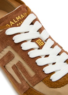 Balmain Racer 45 Suede and Nylon Sneakers Beige