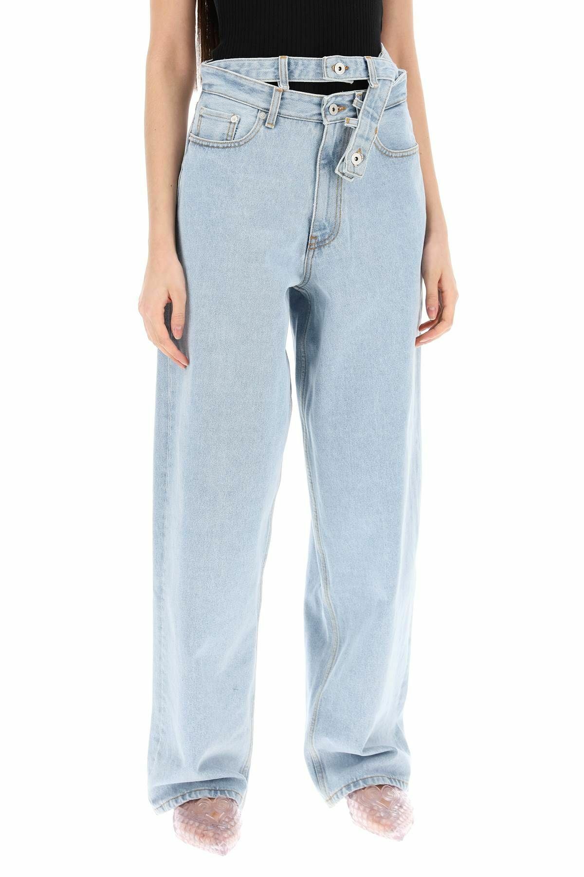 Y PROJECT evergreen double-waist jeans Blue