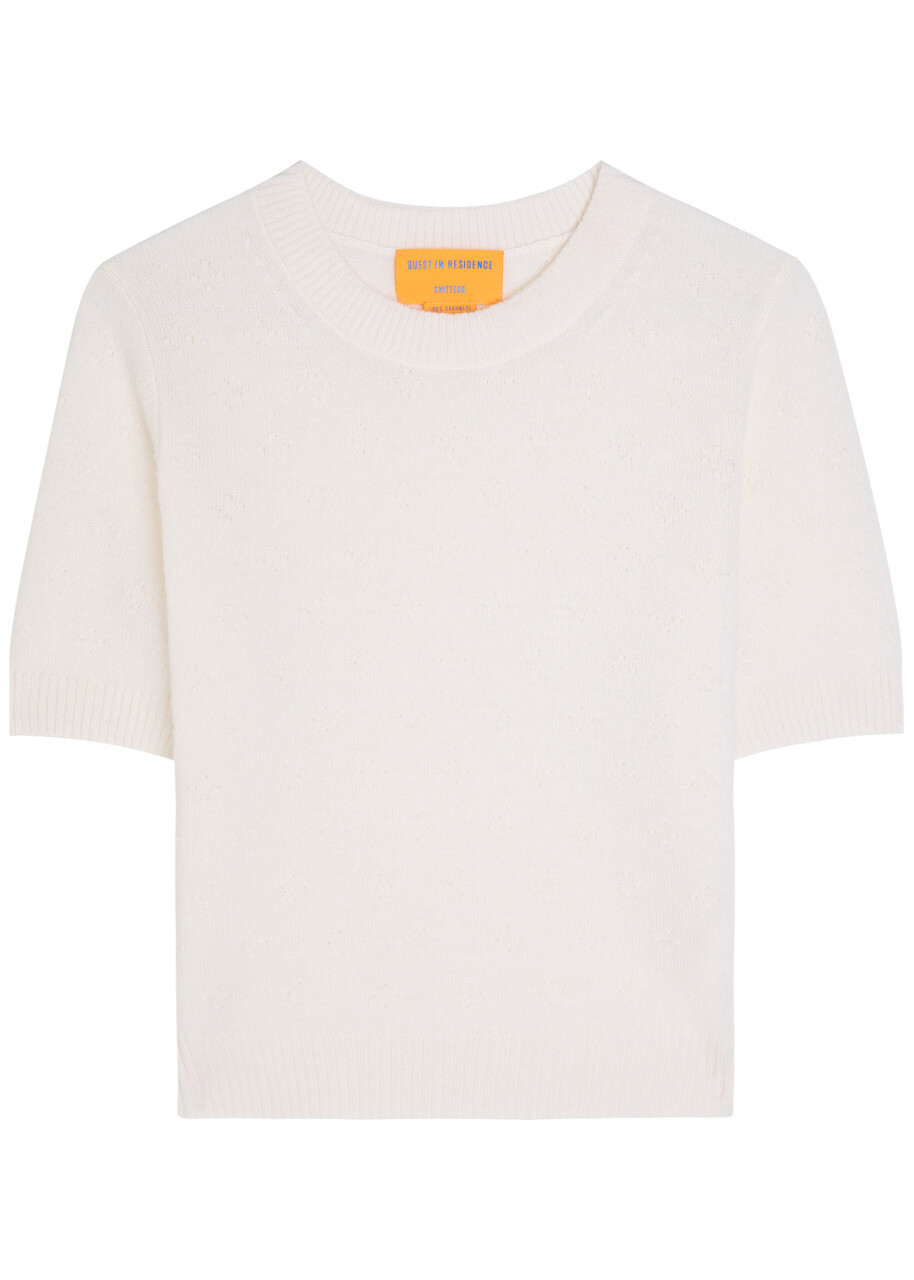 Guest In Residence Compass Textured Knit Cashmere T-shirt Beige