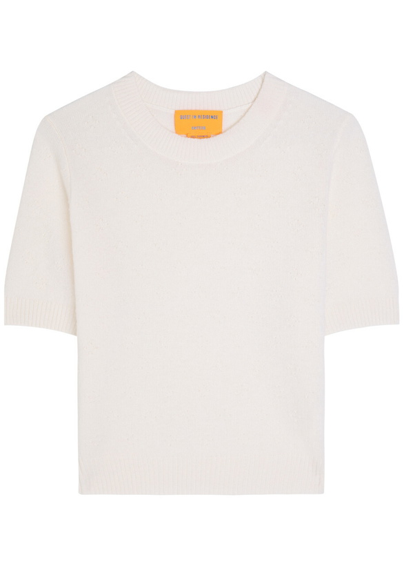 Photo: Guest In Residence Compass Textured Knit Cashmere T-shirt Beige