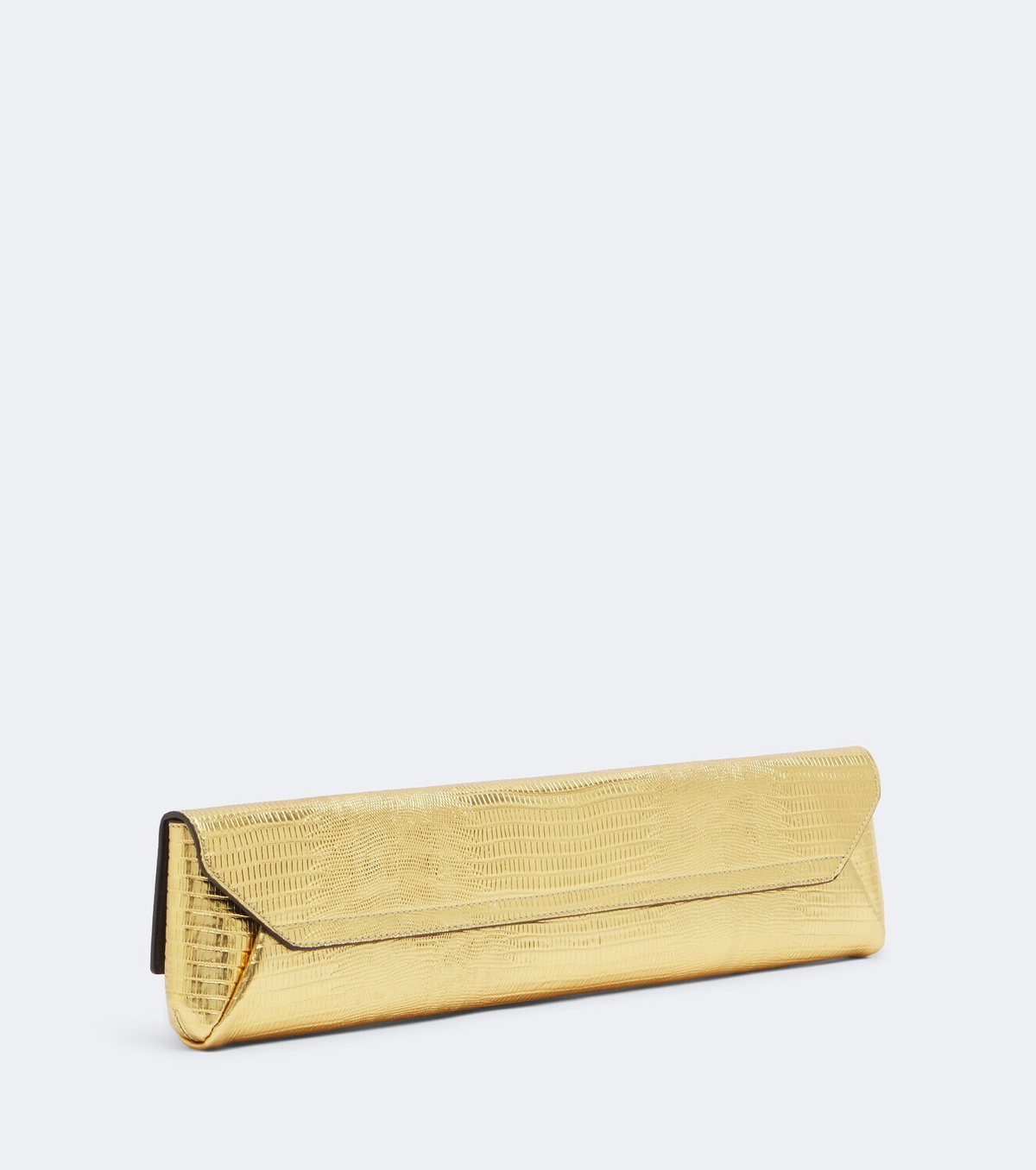Balmain Croc-effect metallic leather clutch