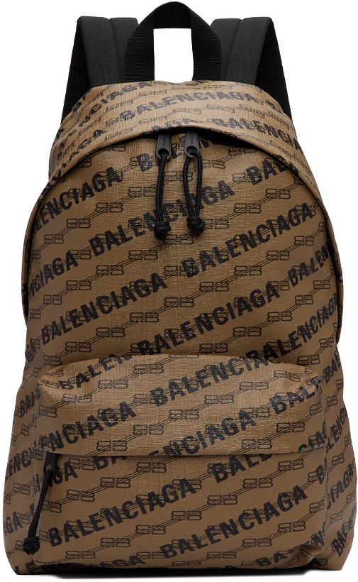 Photo: Balenciaga Brown Signature Logo Backpack