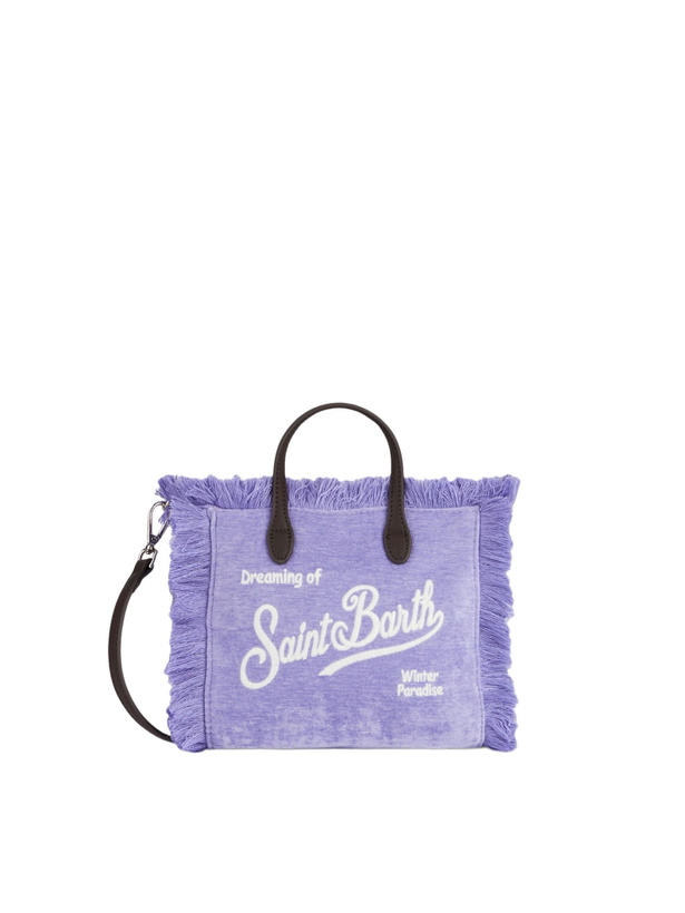 Photo: MC2 Saint Barth Lilac Velvet Chine Mini Vanity Fringed Bag