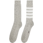 Thom Browne Grey Chunky Rib 4-Bar Mid-Calf Socks