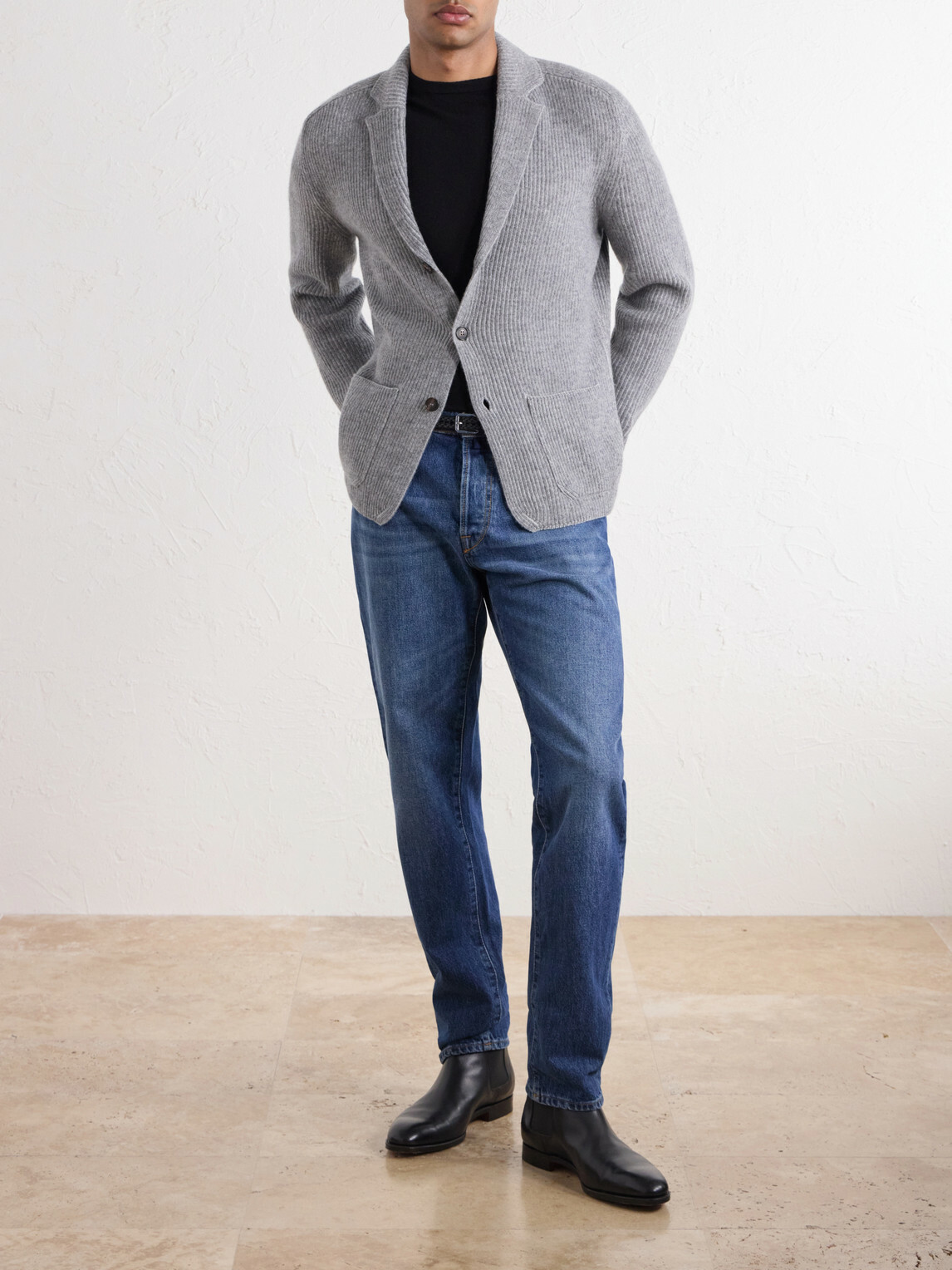 Slowear - Single-Breasted Ribbed Virgin Wool Blazer - Gray
