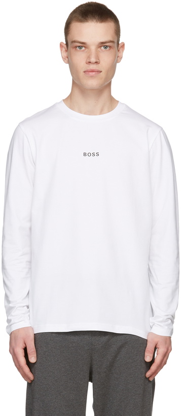 Photo: BOSS White Cotton Long Sleeve T-Shirt