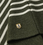 Armor Lux - Logo-Appliquéd Striped Wool Half-Zip Sweater - Green