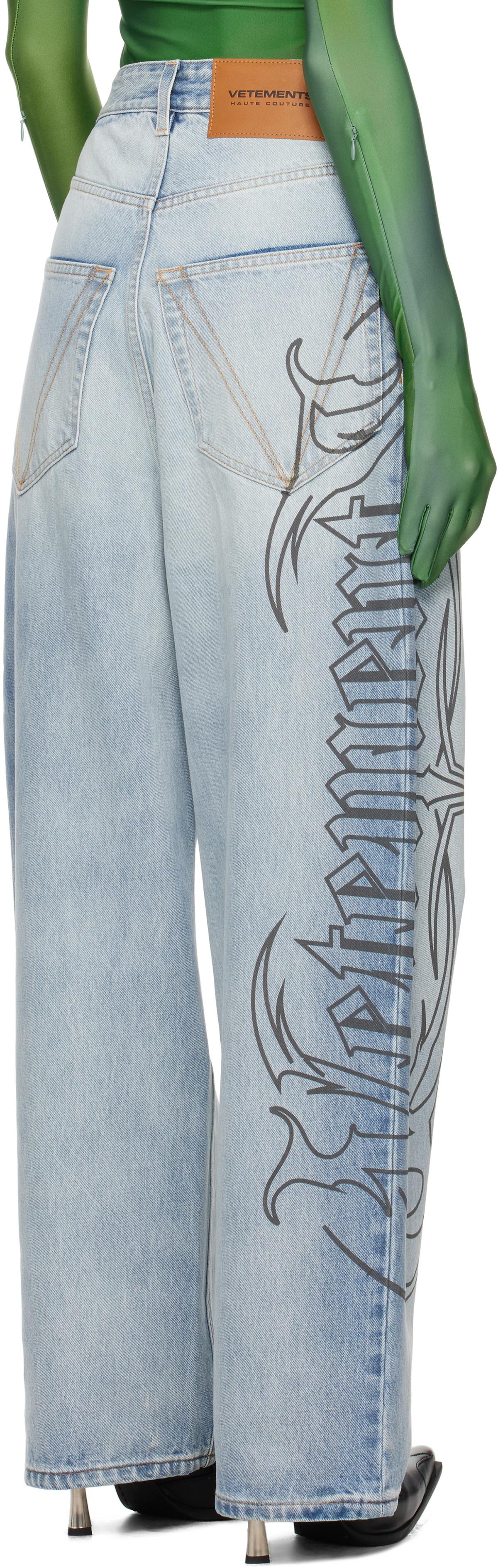 VETEMENTS Blue Metal Logo Baggy Jeans