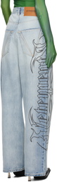 VETEMENTS Blue Metal Logo Baggy Jeans
