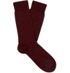 Marcoliani - Pin-Dot Merino Wool-Blend Socks - Red