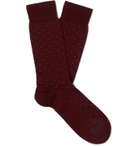 Marcoliani - Pin-Dot Merino Wool-Blend Socks - Red