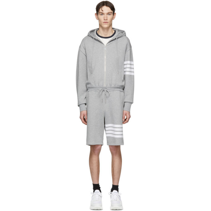 Photo: Thom Browne Grey 4-Bar One-Piece Gnome Sweatsuit