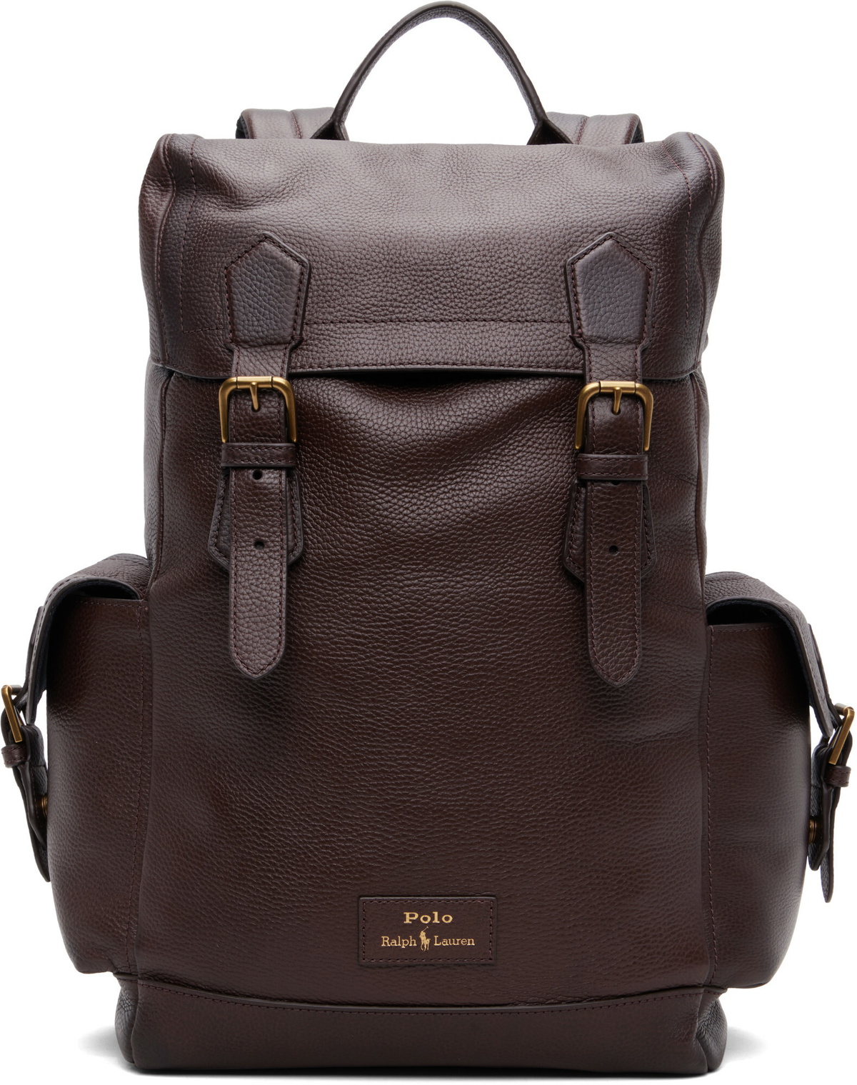 Polo Ralph Lauren Brown Pebbled Leather Backpack