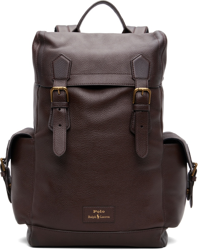 Photo: Polo Ralph Lauren Brown Pebbled Leather Backpack