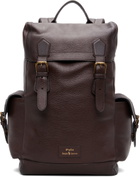 Polo Ralph Lauren Brown Pebbled Leather Backpack
