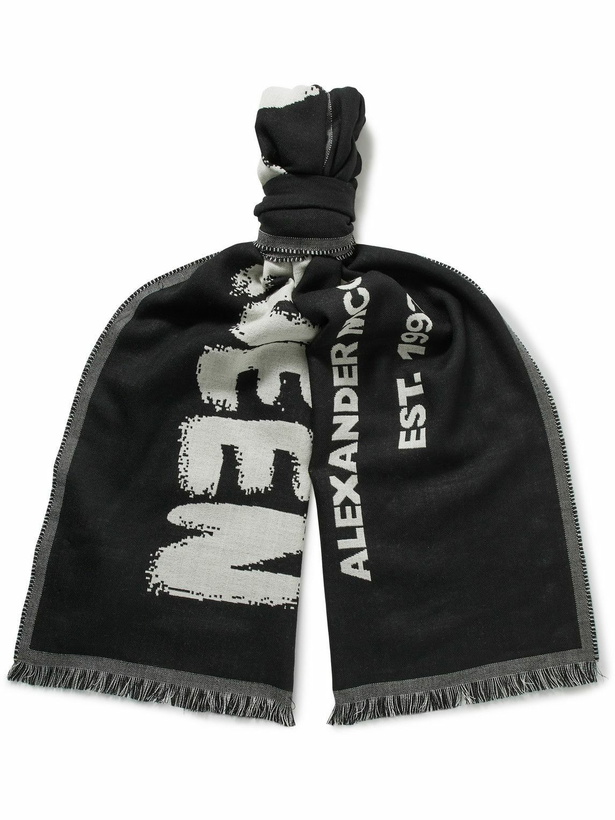 Photo: Alexander McQueen - Fringed Logo-Jacquard Wool Scarf