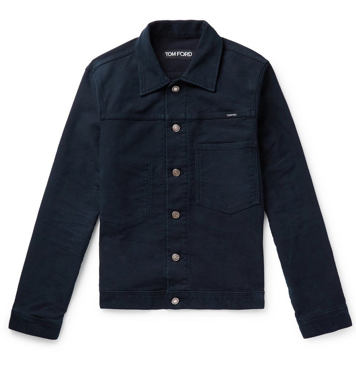 Photo: TOM FORD - Brushed-Denim Trucker Jacket - Navy