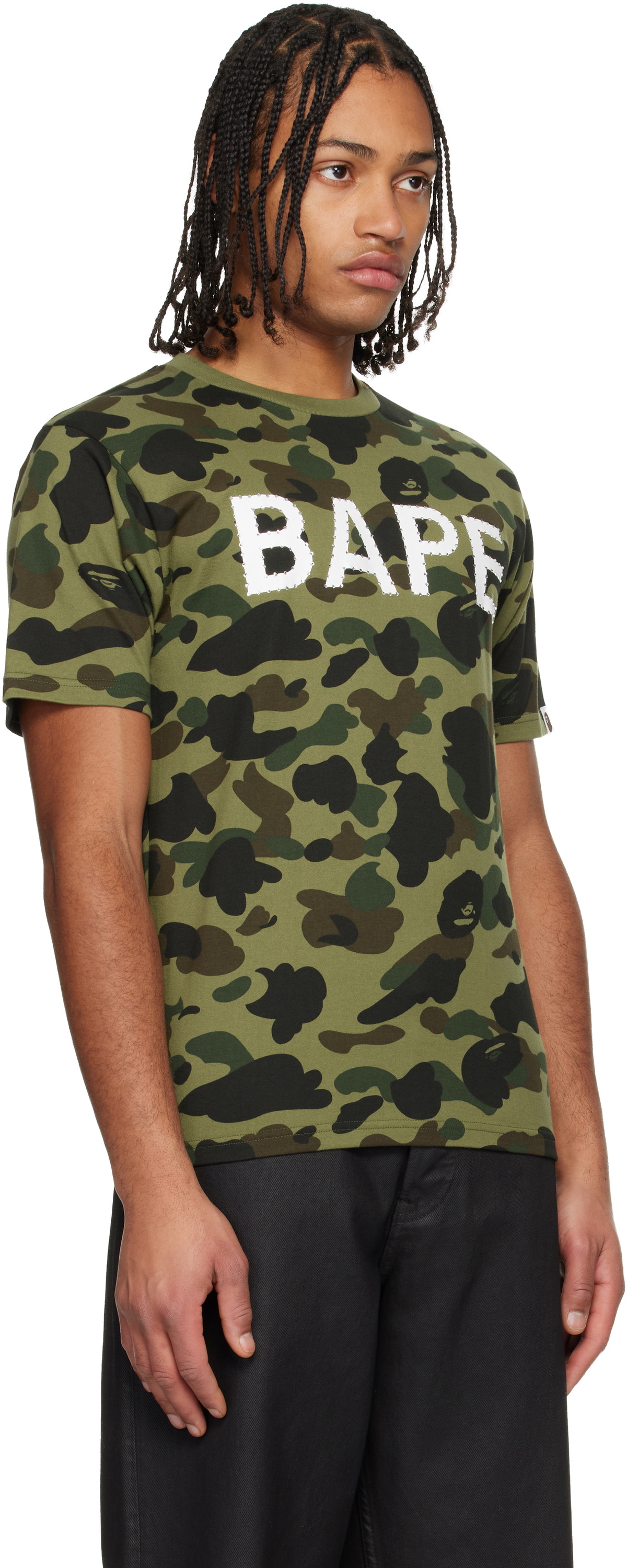BAPE Green 1st Camo Rhinestone Logo T-Shirt