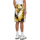 Versace White and Gold Barocco Shorts