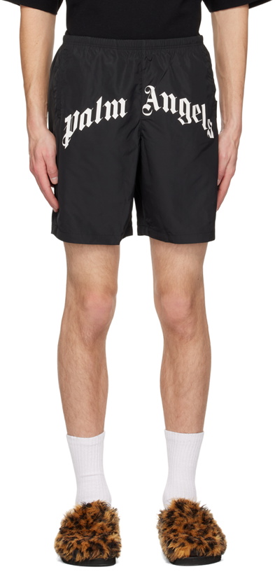 Photo: Palm Angels Black Printed Swim Shorts