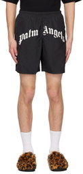 Palm Angels Black Printed Swim Shorts