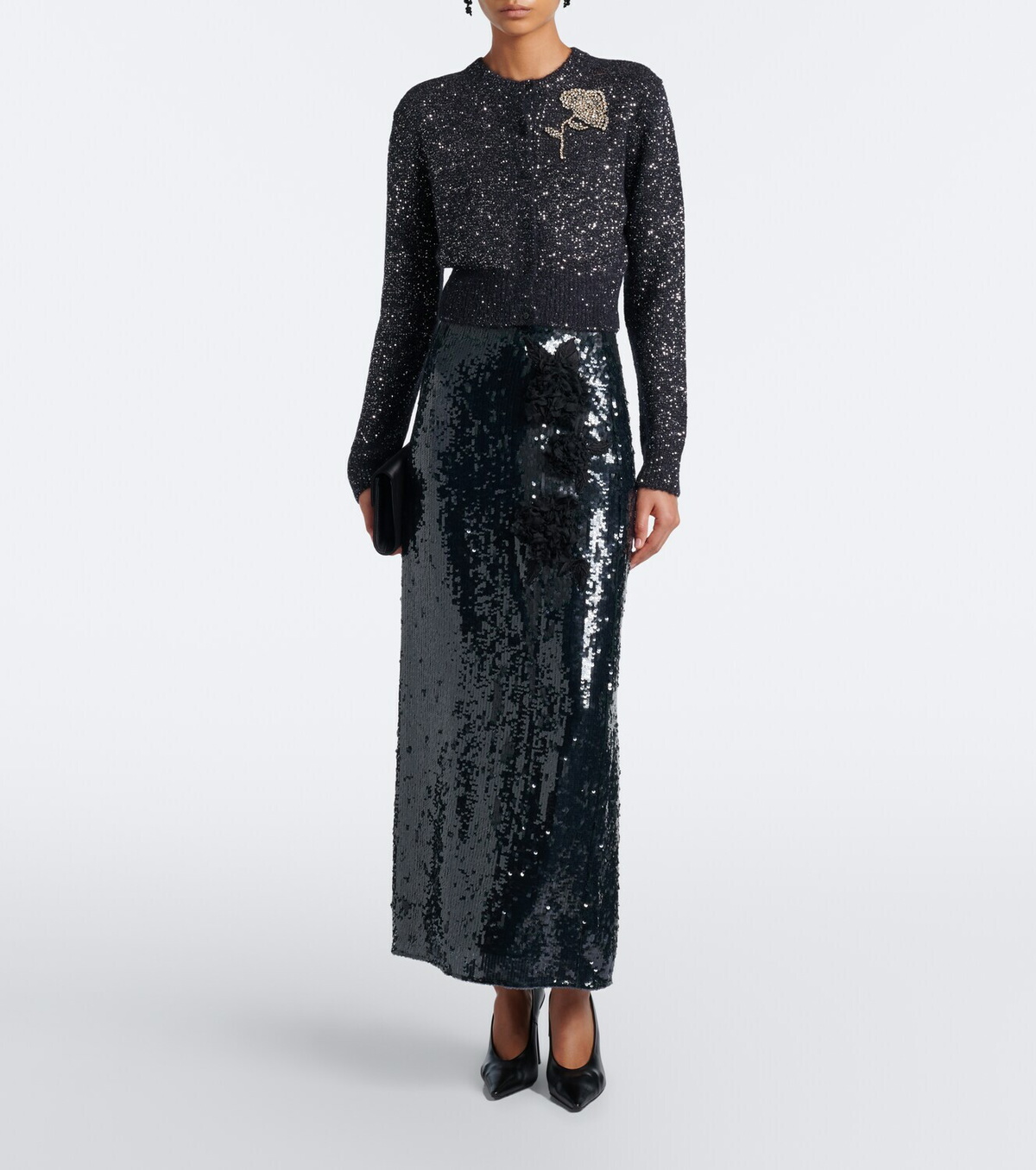Erdem Cropped embellished alpaca-blend cardigan