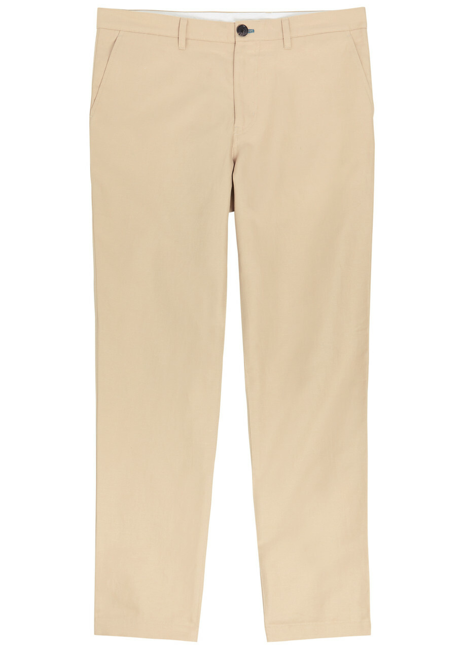 PS Paul Smith Tapered-leg Cotton and Linen-blend Trousers Beige