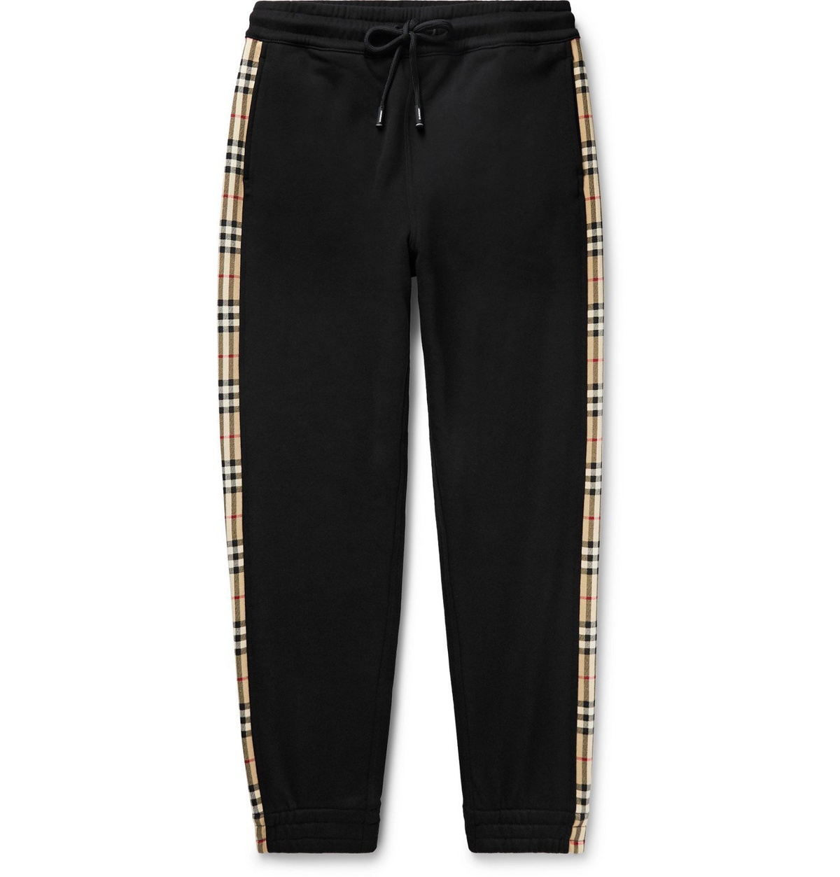 Burberry - Tapered Checked Loopback Sweatpants Black Burberry