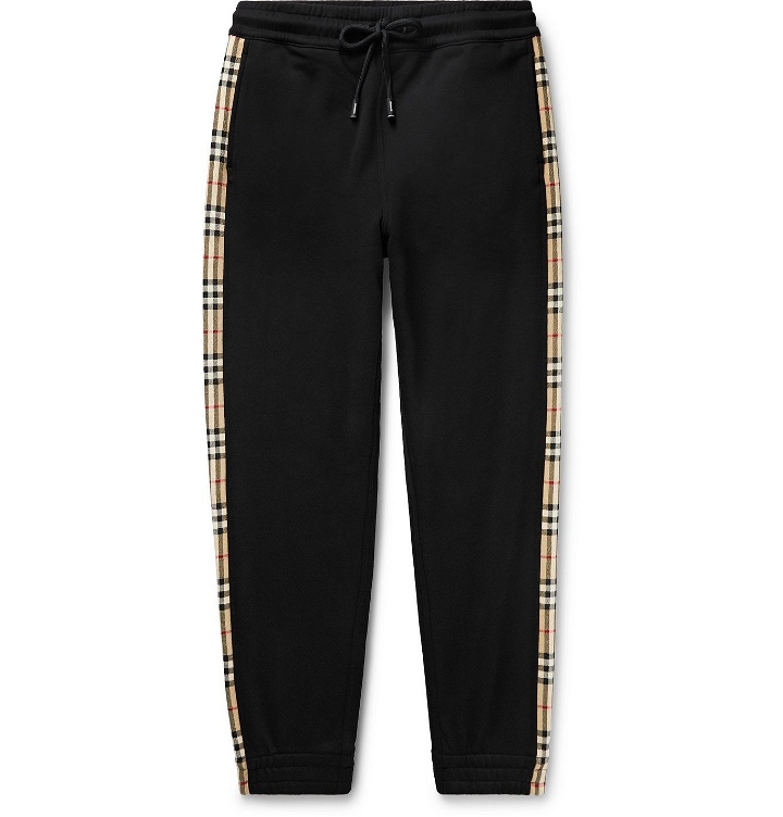 Photo: Burberry - Tapered Checked Loopback Cotton-Jersey Sweatpants - Black