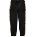 Burberry - Tapered Checked Loopback Cotton-Jersey Sweatpants - Black